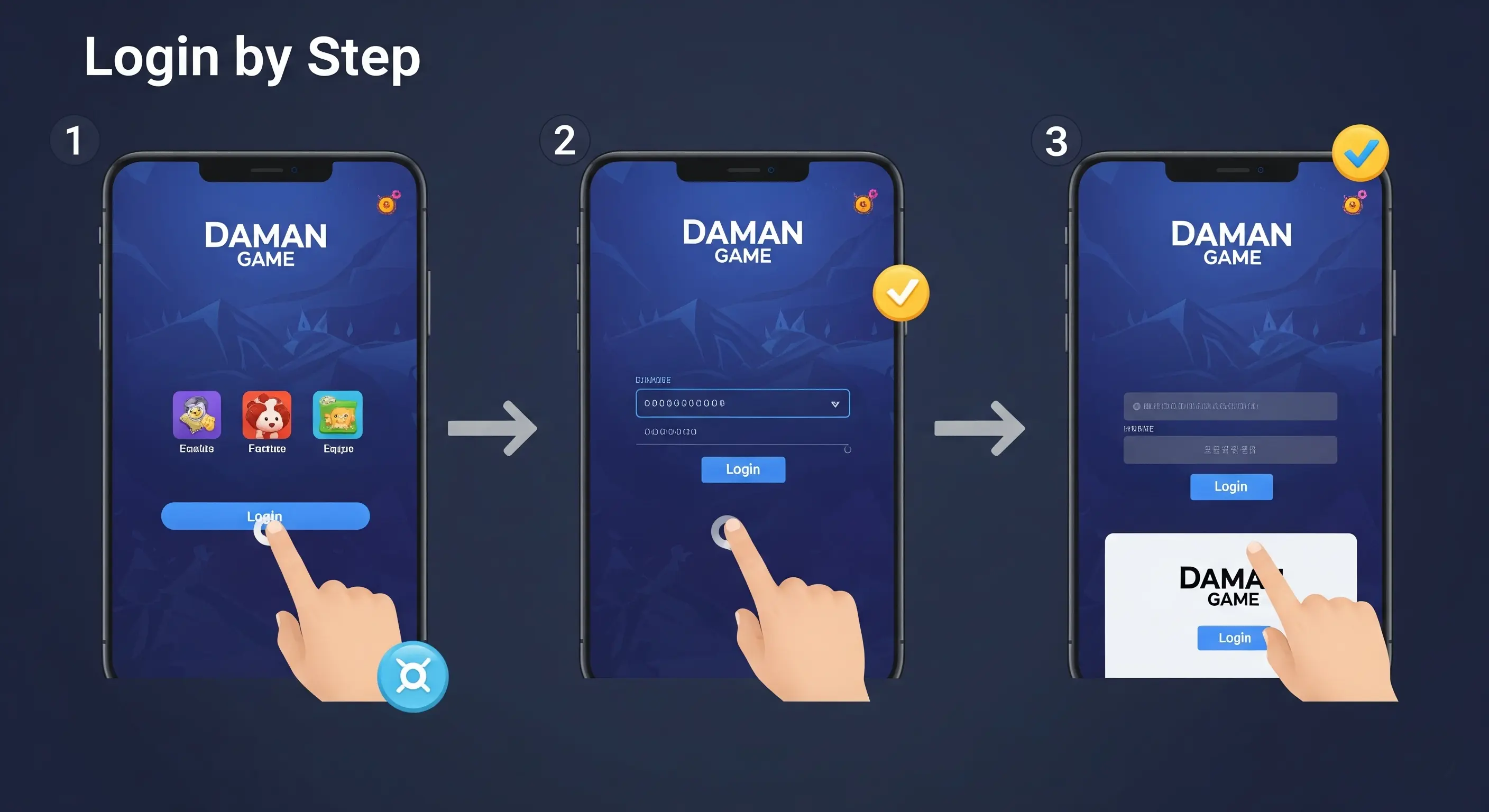 Daman Games Login Steps
